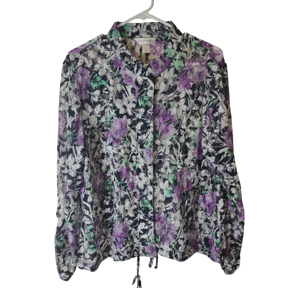 Christopher & Bank Floral Lace Cardigan Large Sheer Bohemian Lightweight Cottage